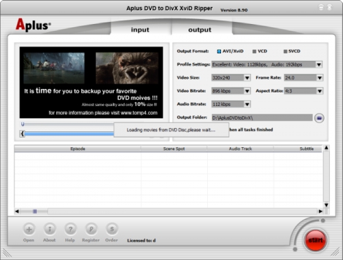 Aplus DVD to Divx Xvid Ripper 8.90