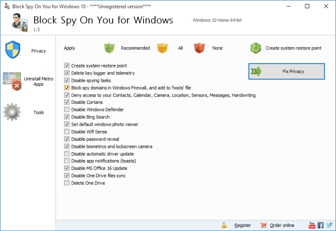 Block Spy On You for Windows 10