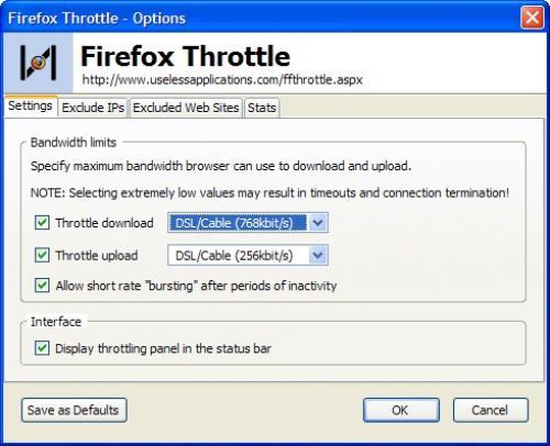 Firefox Throttle 1.1.6