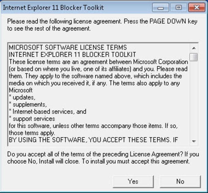 Internet Explorer 11 Blocker Toolkit