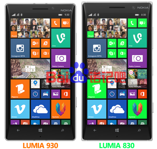 Nokia Lumia 830 randat lânga Nokia Lumia 930 pentru a ne face o idee cu privire la dimensiunile sale