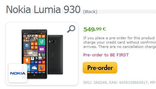 Nokia Lumia 930 costa 549 de euro pentru Romania, oferit la precomanda de Expansys
