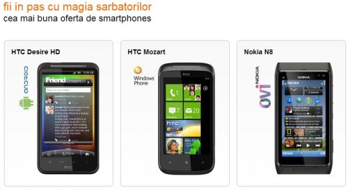 Nokia N8 şi HTC Mozart (WP7), acum în oferta Orange, urmându-l pe Desire HD