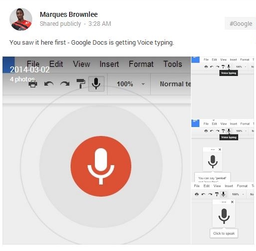Serviciul Google Docs va primi in curand funcția Voice Typing