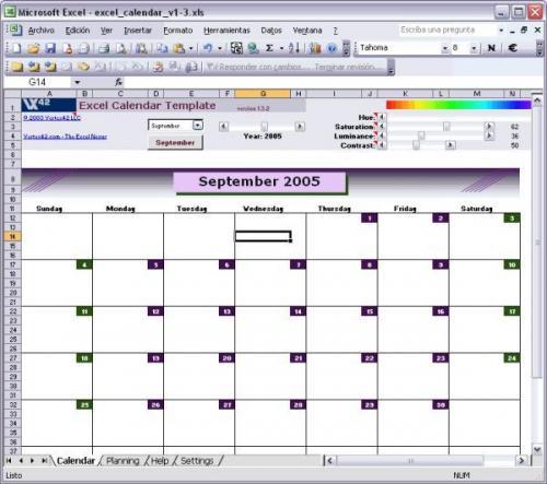Excel Calendar Template 1.4.1