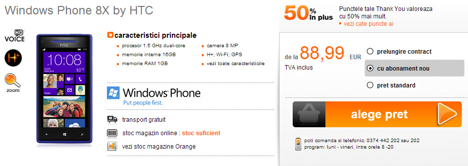 HTC 8X disponibil la Orange Romania sub numele de HTC Accord; Preturi de la 88.99 euro!