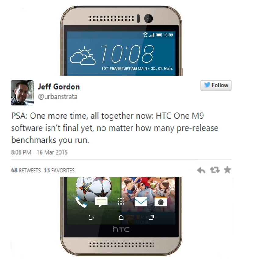 Jeff Gordon, manager global de comunicare HTC ne indeamna sa nu tragem concluzii pripite despre One M9 inaintea testarii unei versiuni finale