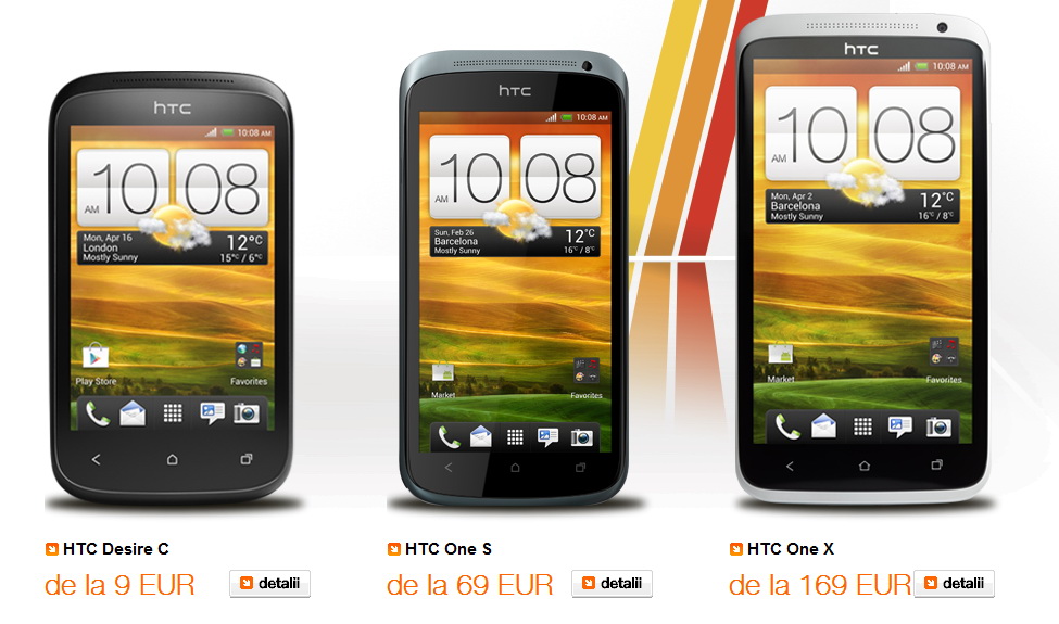 Oferta Orange pentru HTC Desire C, HTC One S și HTC One X
