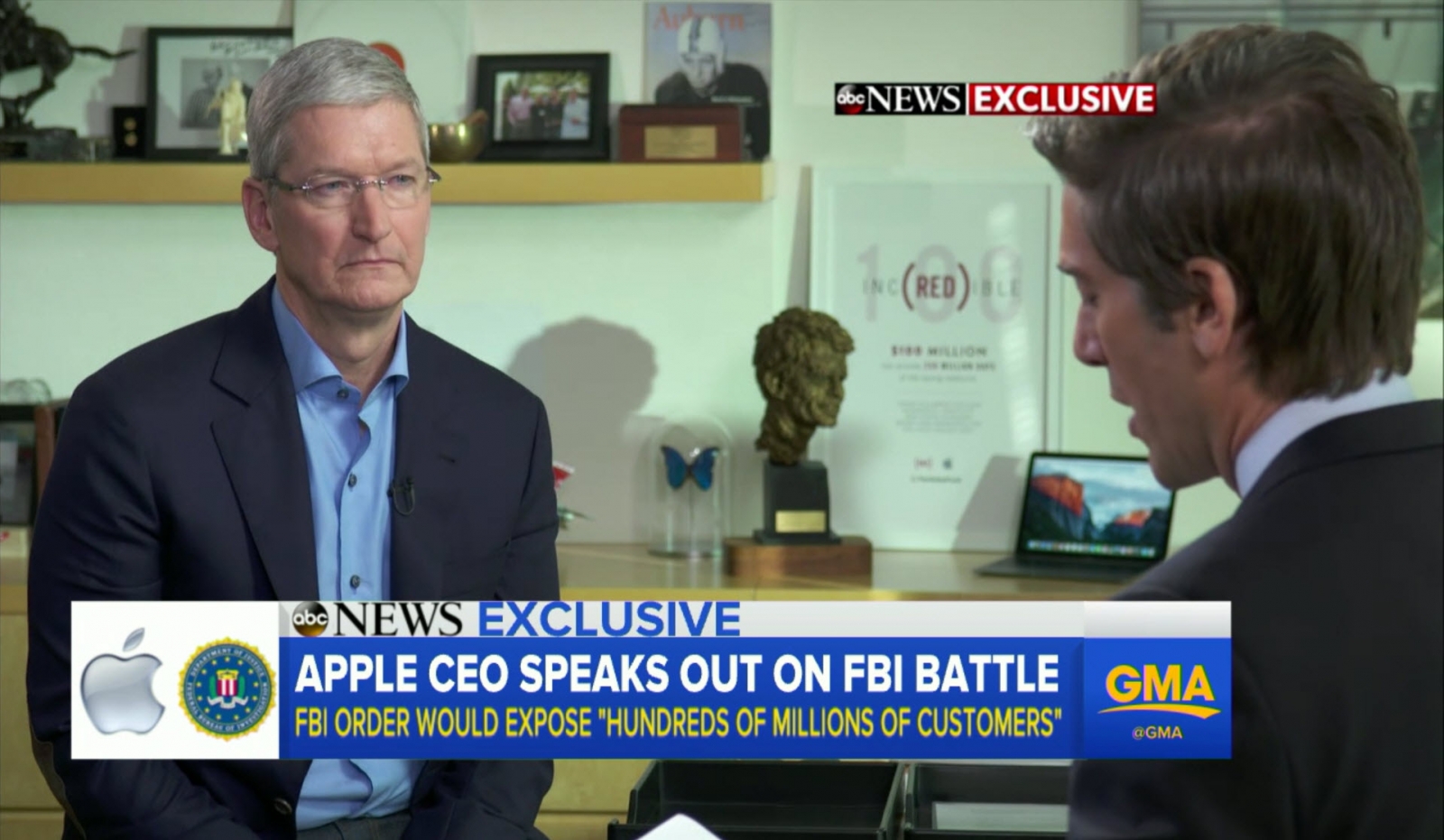 Tim Cook acorda un interviu celor de la ABC News, in care discuta despre scandalul Apple - FBI legat de deblocarea iPhone-ului teroristilor (Video)